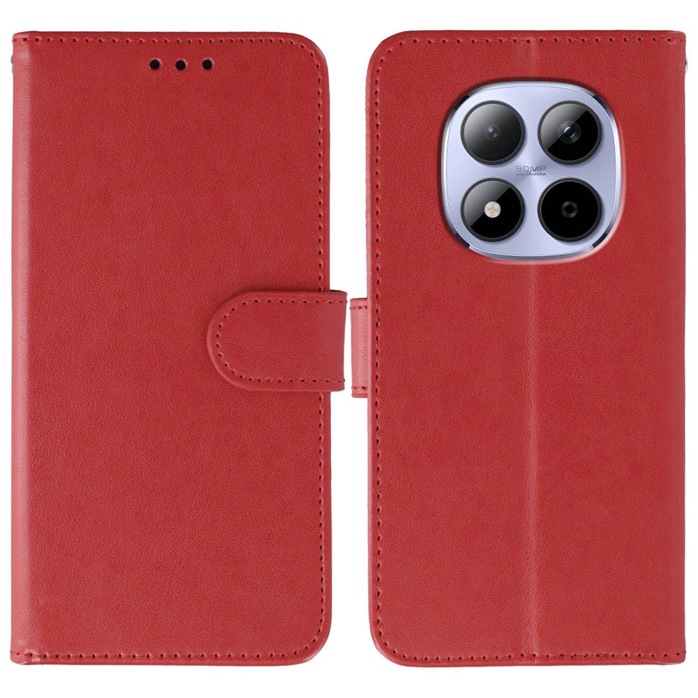 For Xiaomi Redmi Note 15 Pro 5G (Global) Case PU Leather Flip Wallet Phone Cover with Strap - Red