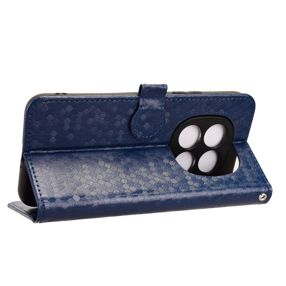 For Xiaomi Redmi Note 15 Pro 5G (Global) Wallet Case Dot Pattern Imprint PU Leather Phone Cover with Wrist Strap - Dark Blue