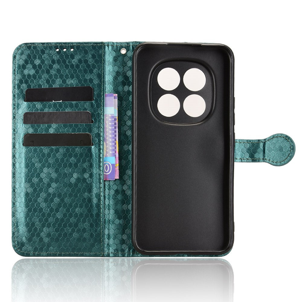 For Xiaomi Redmi Note 15 Pro 5G (Global) Wallet Case Dot Pattern Imprint PU Leather Phone Cover with Wrist Strap - Green