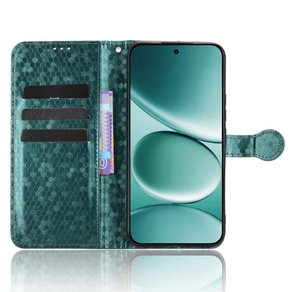 For Xiaomi Redmi Note 15 Pro 5G (Global) Wallet Case Dot Pattern Imprint PU Leather Phone Cover with Wrist Strap - Green