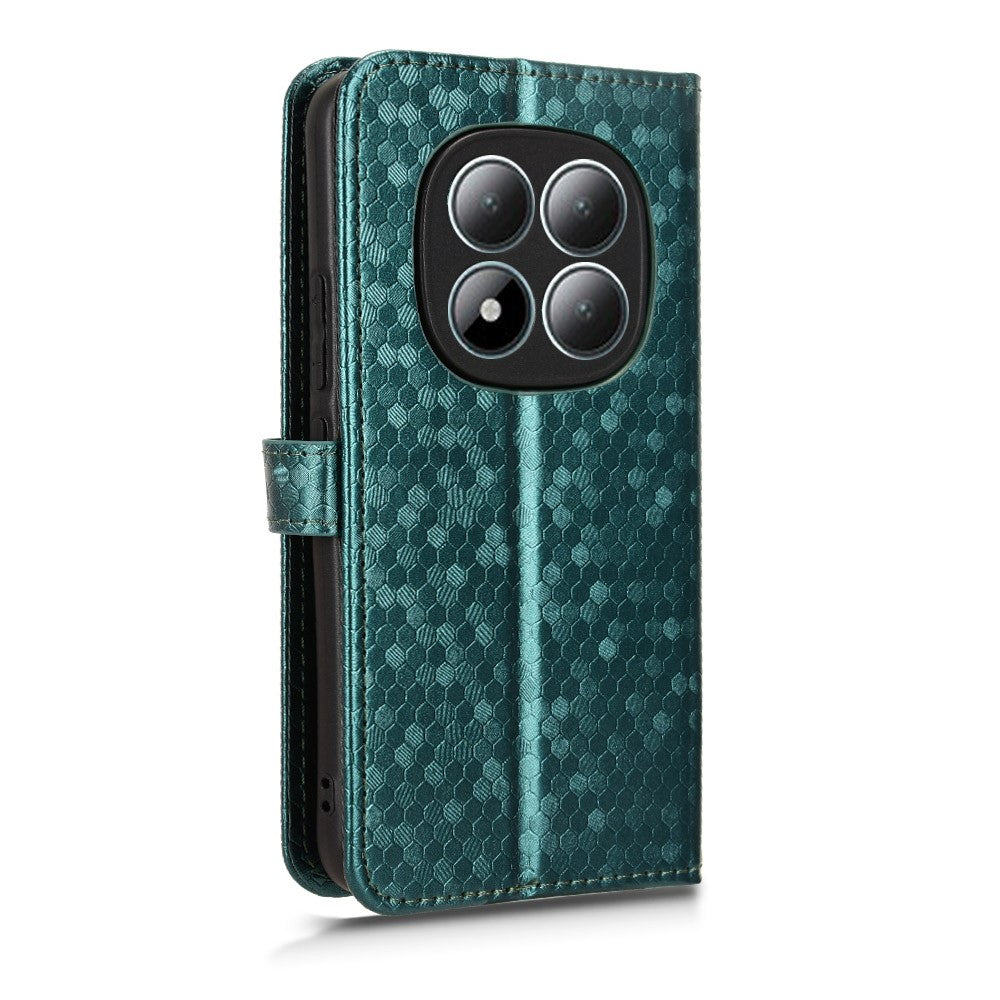 For Xiaomi Redmi Note 15 Pro 5G (Global) Wallet Case Dot Pattern Imprint PU Leather Phone Cover with Wrist Strap - Green