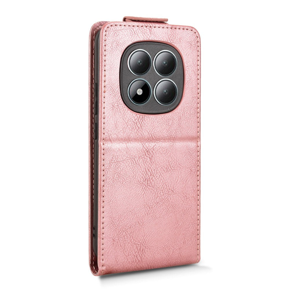 For Xiaomi Redmi Note 15 Pro 5G (Global) Stand Case Magnetic Clasp Vertical Flip Leather Phone Cover with Card Holder - Rose Gold