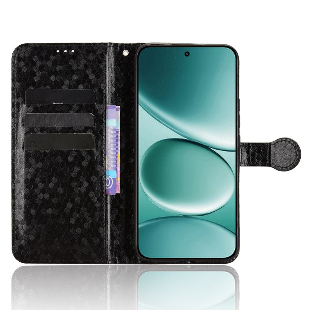 For Xiaomi Poco M8 Pro 5G / Redmi Note 15 Pro+ 5G (Global) Wallet Case Dot Pattern Imprint PU Leather Phone Cover with Wrist Strap - Black