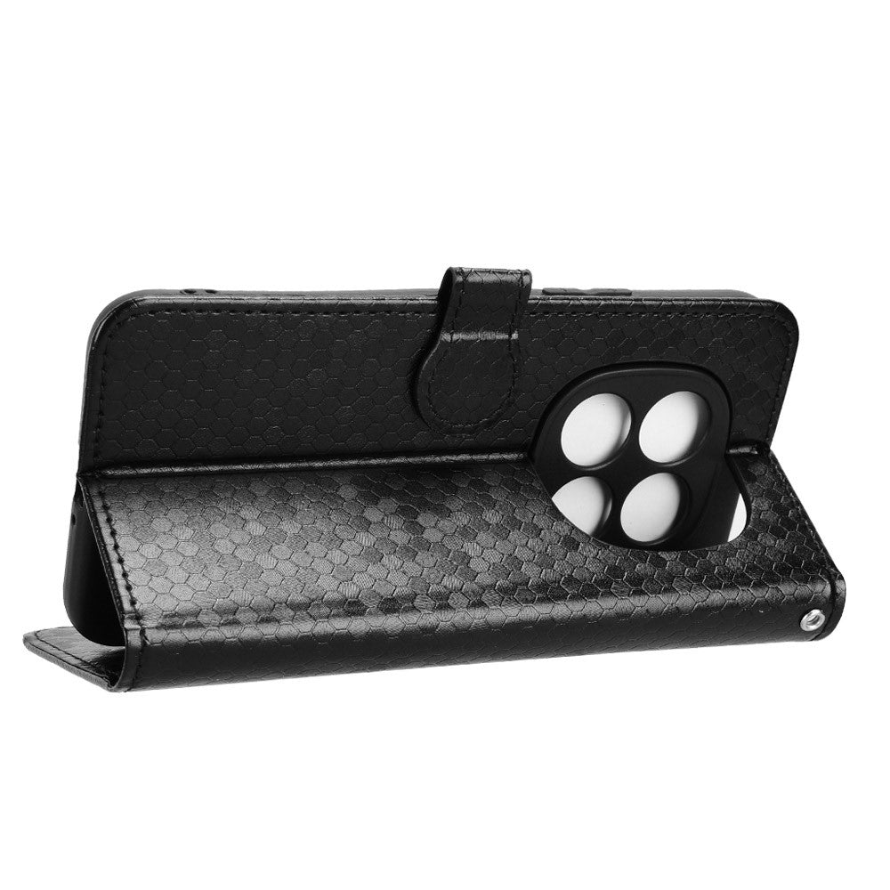 For Xiaomi Poco M8 Pro 5G / Redmi Note 15 Pro+ 5G (Global) Wallet Case Dot Pattern Imprint PU Leather Phone Cover with Wrist Strap - Black