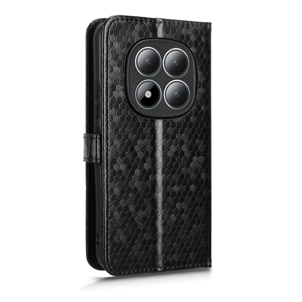 For Xiaomi Poco M8 Pro 5G / Redmi Note 15 Pro+ 5G (Global) Wallet Case Dot Pattern Imprint PU Leather Phone Cover with Wrist Strap - Black