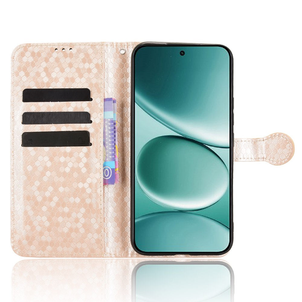 For Xiaomi Poco M8 Pro 5G / Redmi Note 15 Pro+ 5G (Global) Wallet Case Dot Pattern Imprint PU Leather Phone Cover with Wrist Strap - Rose Gold
