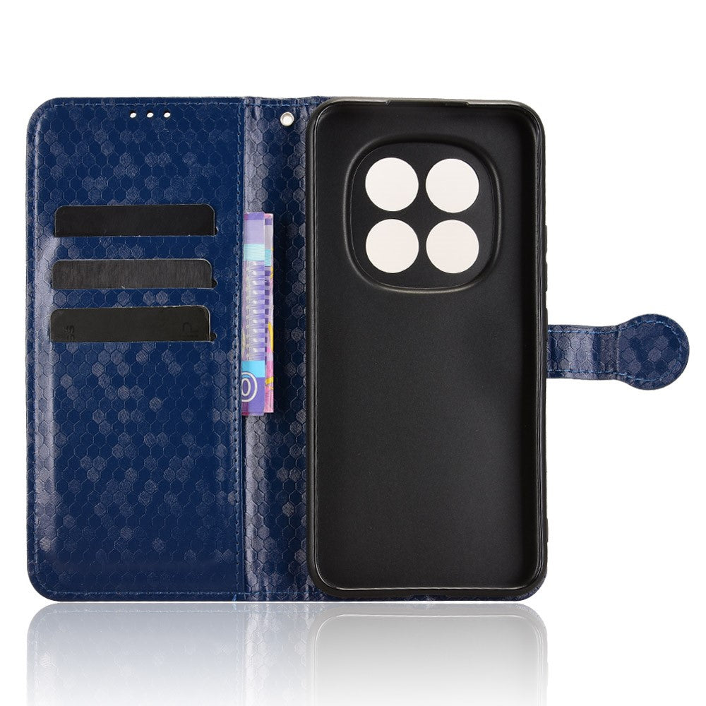 For Xiaomi Poco M8 Pro 5G / Redmi Note 15 Pro+ 5G (Global) Wallet Case Dot Pattern Imprint PU Leather Phone Cover with Wrist Strap - Dark Blue