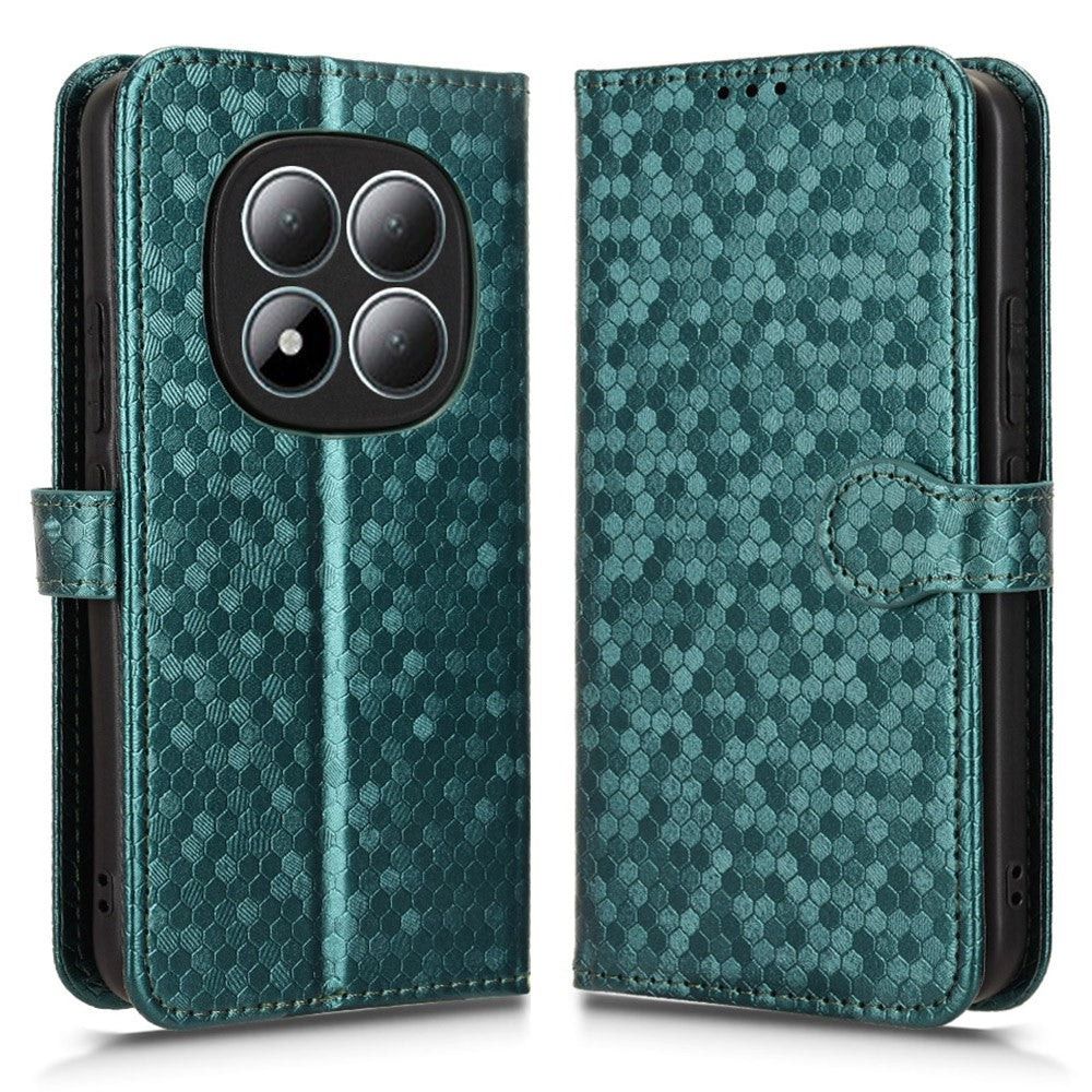 For Xiaomi Poco M8 Pro 5G / Redmi Note 15 Pro+ 5G (Global) Wallet Case Dot Pattern Imprint PU Leather Phone Cover with Wrist Strap - Green