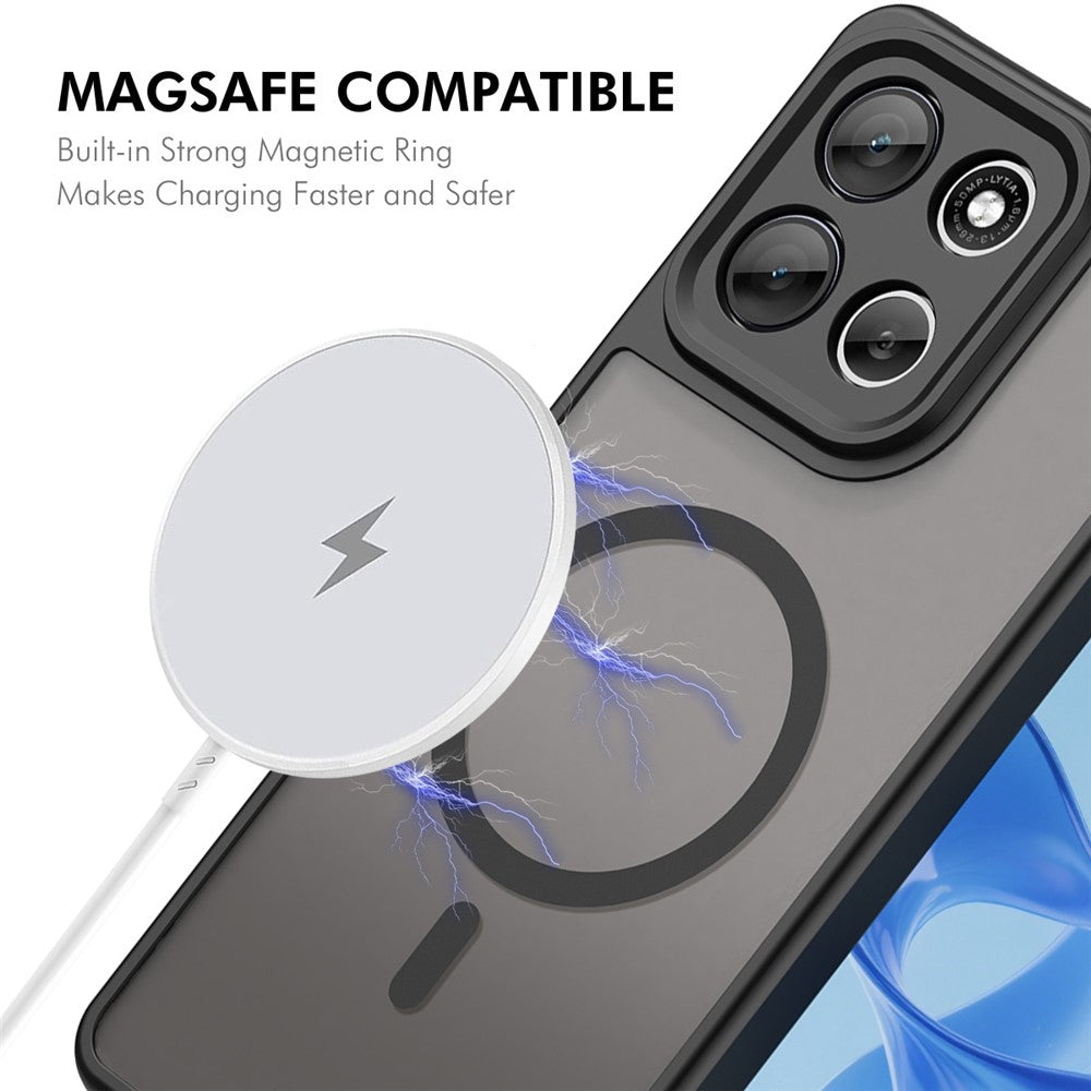 ENKAY HAT PRINCE For Motorola Moto G86 5G  /  G86 Power 5G  /  G100 Pro 5G Magnetic Case with 9H Tempered Glass PC TPU Matte Phone Cover - Black