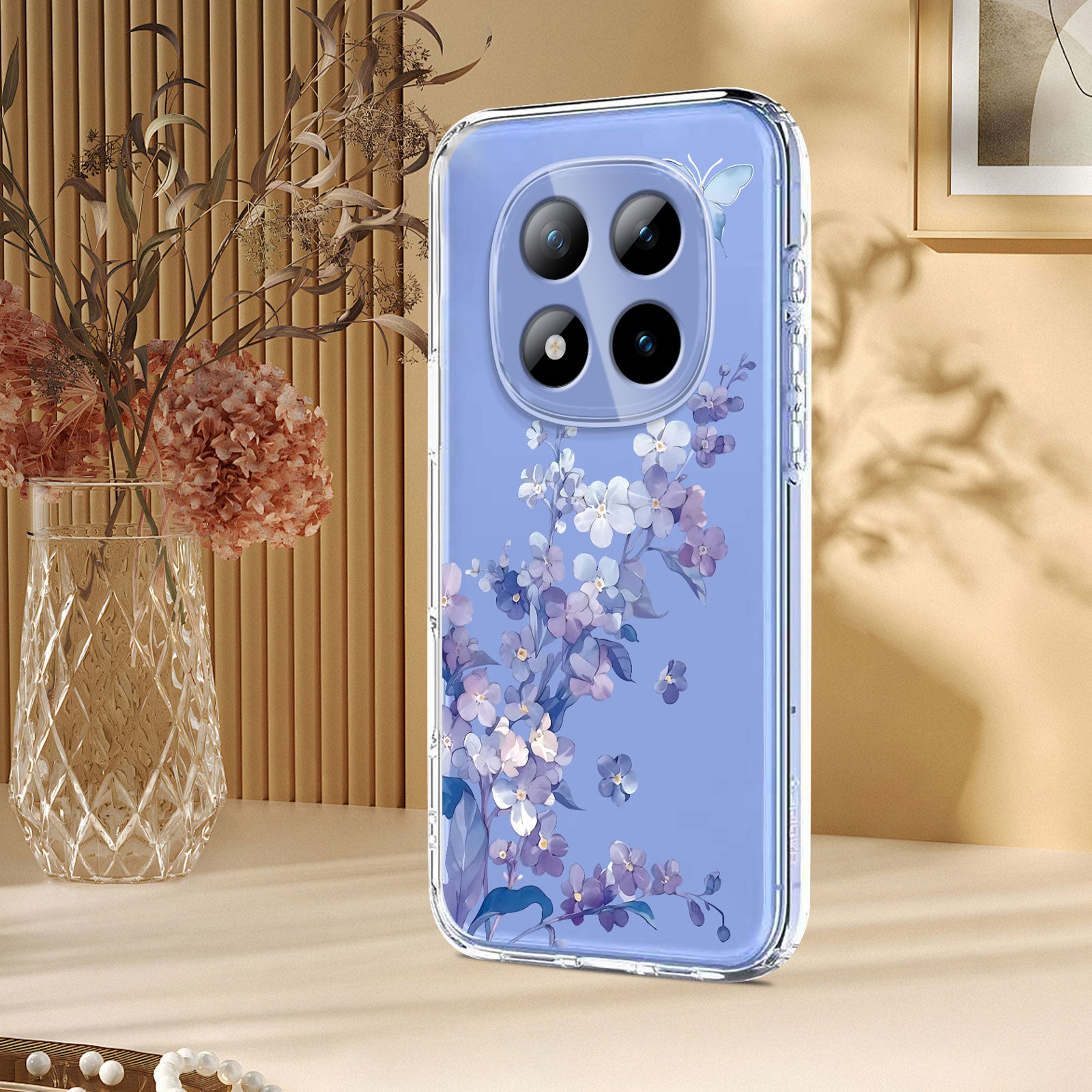 For Xiaomi Poco M8 Pro 5G / Redmi Note 15 Pro+ 5G (Global) Case Butterfly Floral Pattern Printing TPU Phone Back Cover - Violets