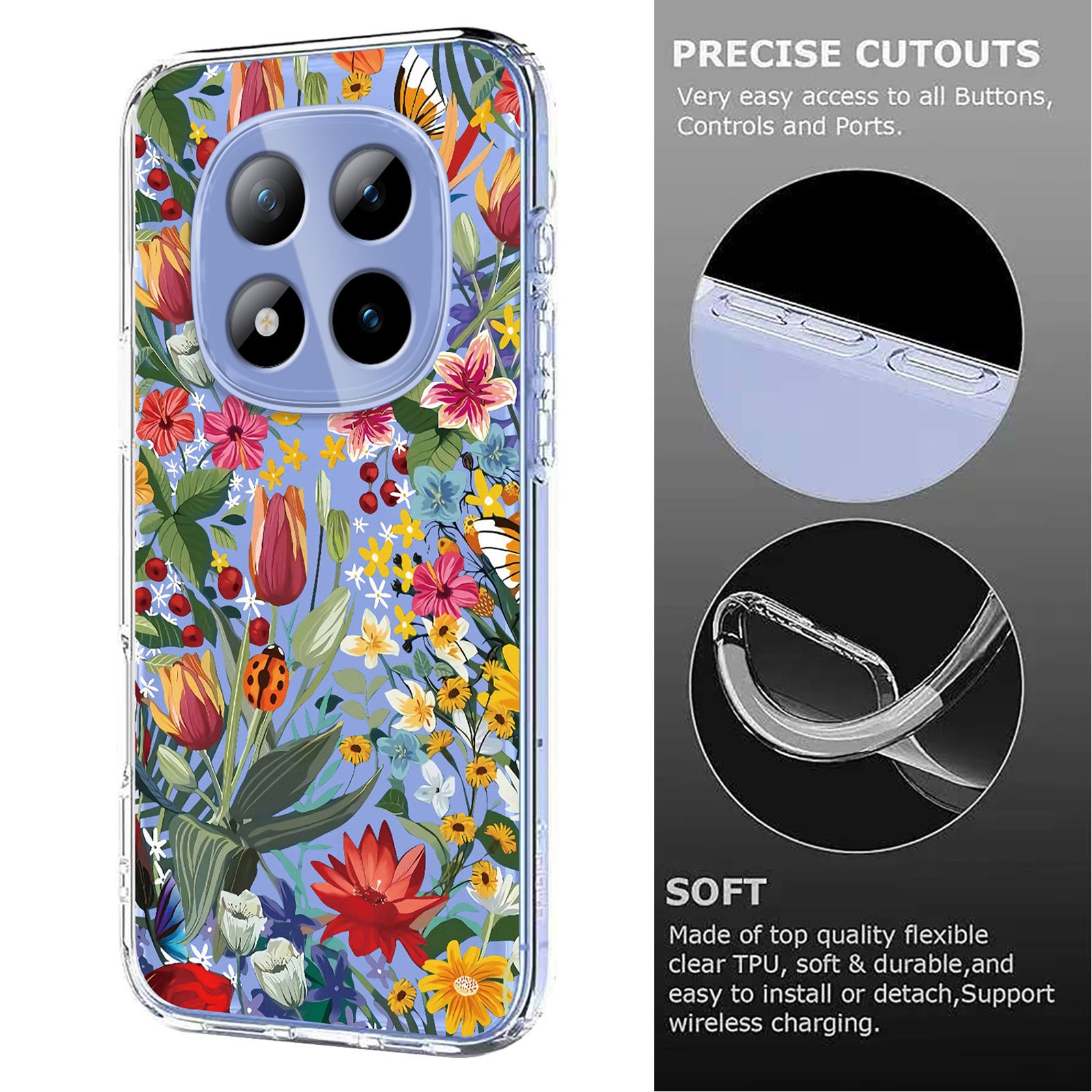 For Xiaomi Poco M8 Pro 5G / Redmi Note 15 Pro+ 5G (Global) Case Butterfly Floral Pattern Printing TPU Phone Back Cover - Lilies