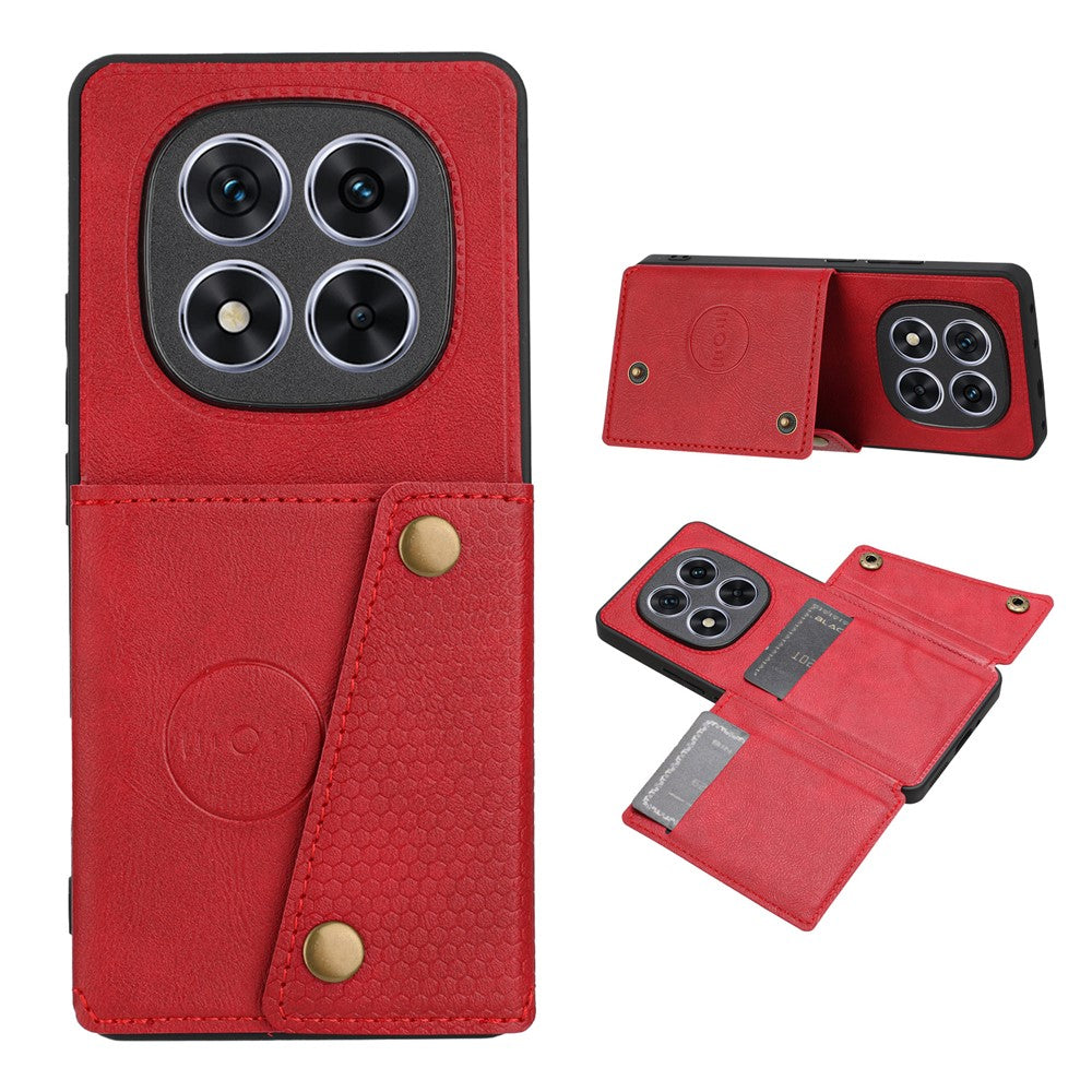 For Xiaomi Redmi Note 15 Pro 5G (Global) Case with Card Slots Kickstand Leather + TPU Phone Cover - Red