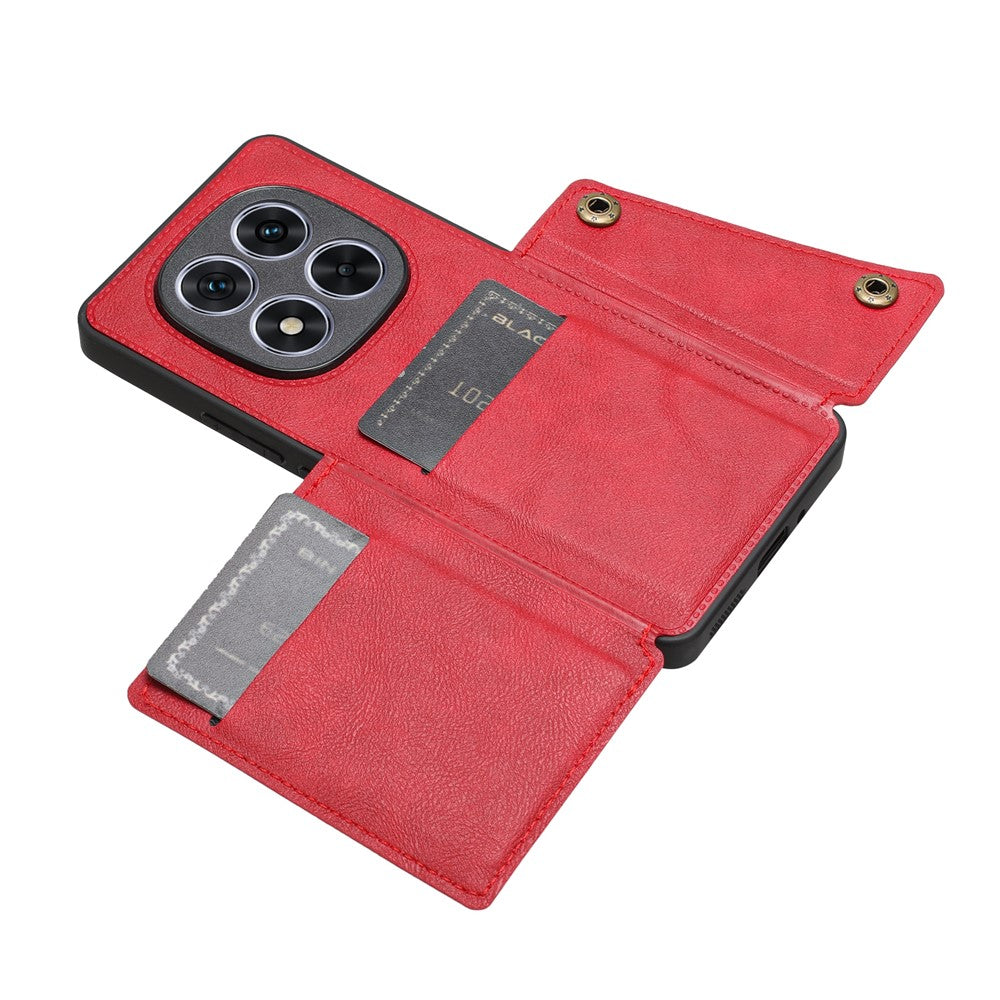 For Xiaomi Redmi Note 15 Pro 5G (Global) Case with Card Slots Kickstand Leather + TPU Phone Cover - Red