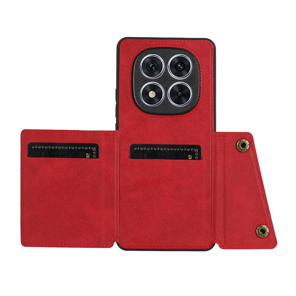 For Xiaomi Redmi Note 15 Pro 5G (Global) Case with Card Slots Kickstand Leather + TPU Phone Cover - Red