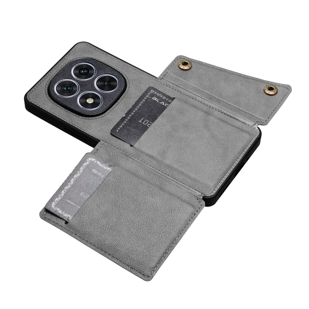 For Xiaomi Redmi Note 15 Pro 5G (Global) Case with Card Slots Kickstand Leather + TPU Phone Cover - Grey