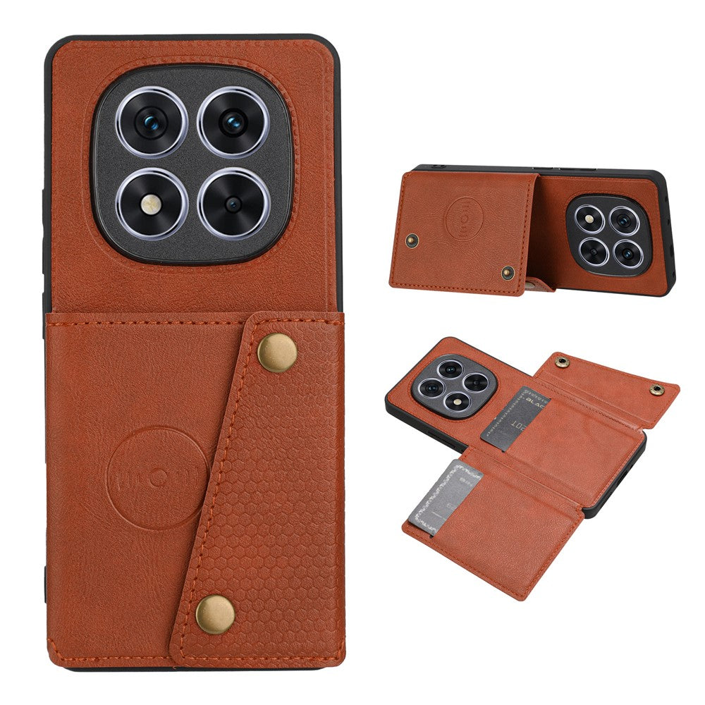For Xiaomi Redmi Note 15 Pro 5G (Global) Case with Card Slots Kickstand Leather + TPU Phone Cover - Brown