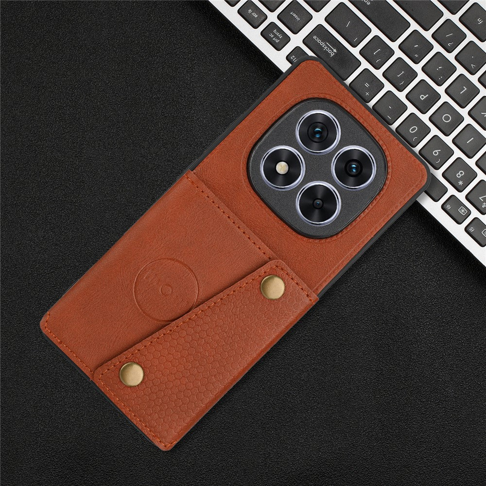 For Xiaomi Redmi Note 15 Pro 5G (Global) Case with Card Slots Kickstand Leather + TPU Phone Cover - Brown