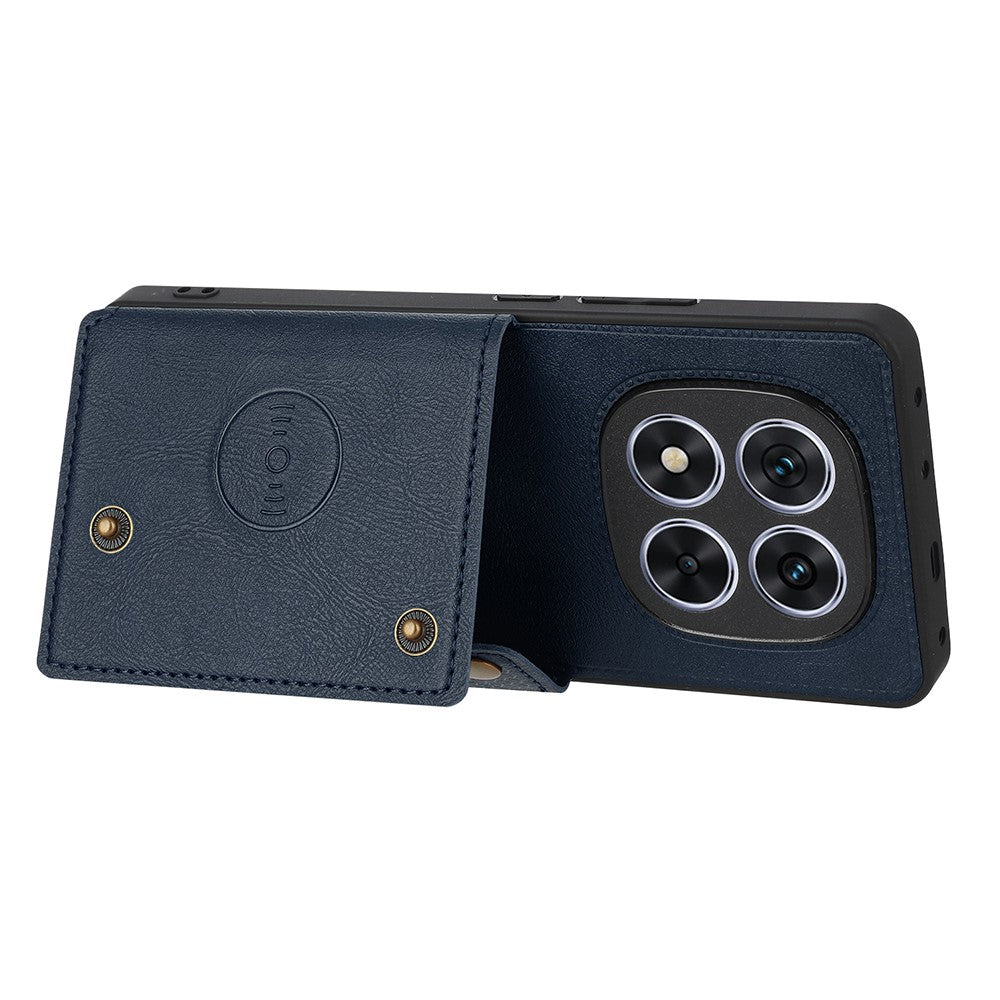 For Xiaomi Redmi Note 15 Pro 5G (Global) Case with Card Slots Kickstand Leather + TPU Phone Cover - Blue