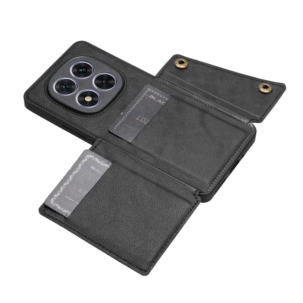 For Xiaomi Redmi Note 15 Pro 5G (Global) Case with Card Slots Kickstand Leather + TPU Phone Cover - Black