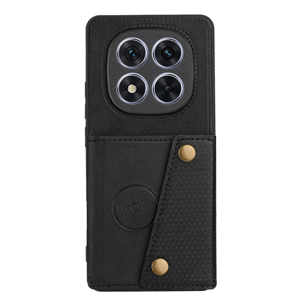 For Xiaomi Redmi Note 15 Pro 5G (Global) Case with Card Slots Kickstand Leather + TPU Phone Cover - Black