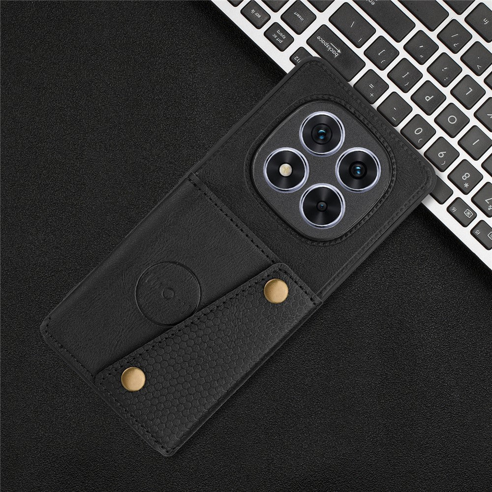 For Xiaomi Redmi Note 15 Pro 5G (Global) Case with Card Slots Kickstand Leather + TPU Phone Cover - Black