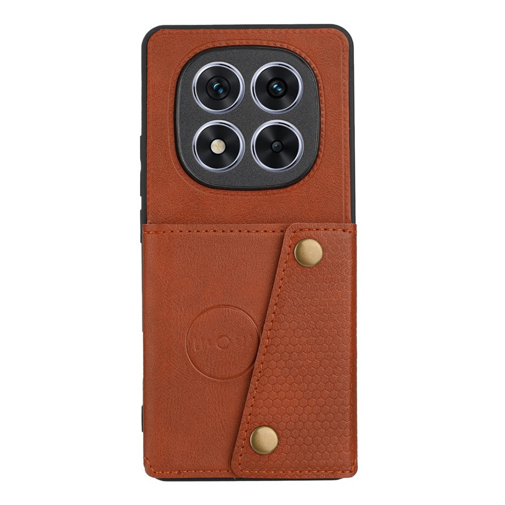 For Xiaomi Poco M8 Pro 5G / Redmi Note 15 Pro+ 5G (Global) Case with Card Slots Kickstand Leather + TPU Phone Cover - Brown