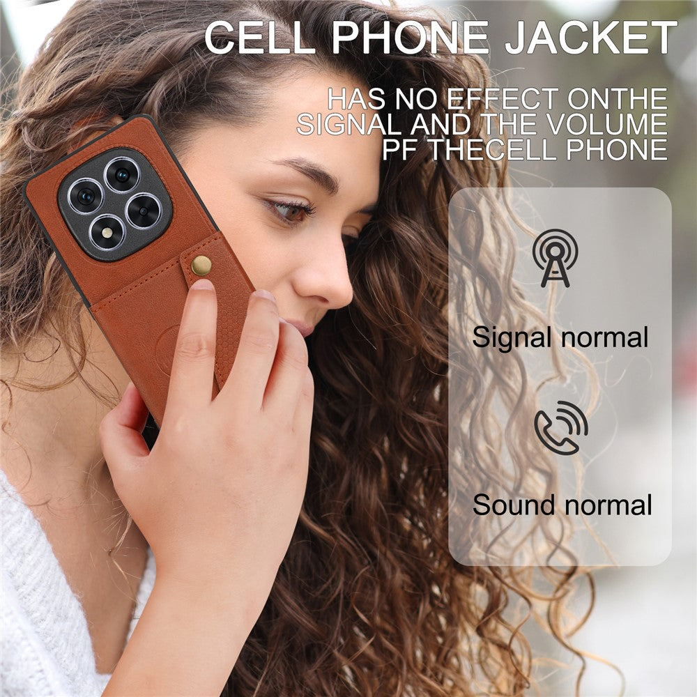 For Xiaomi Poco M8 Pro 5G / Redmi Note 15 Pro+ 5G (Global) Case with Card Slots Kickstand Leather + TPU Phone Cover - Brown