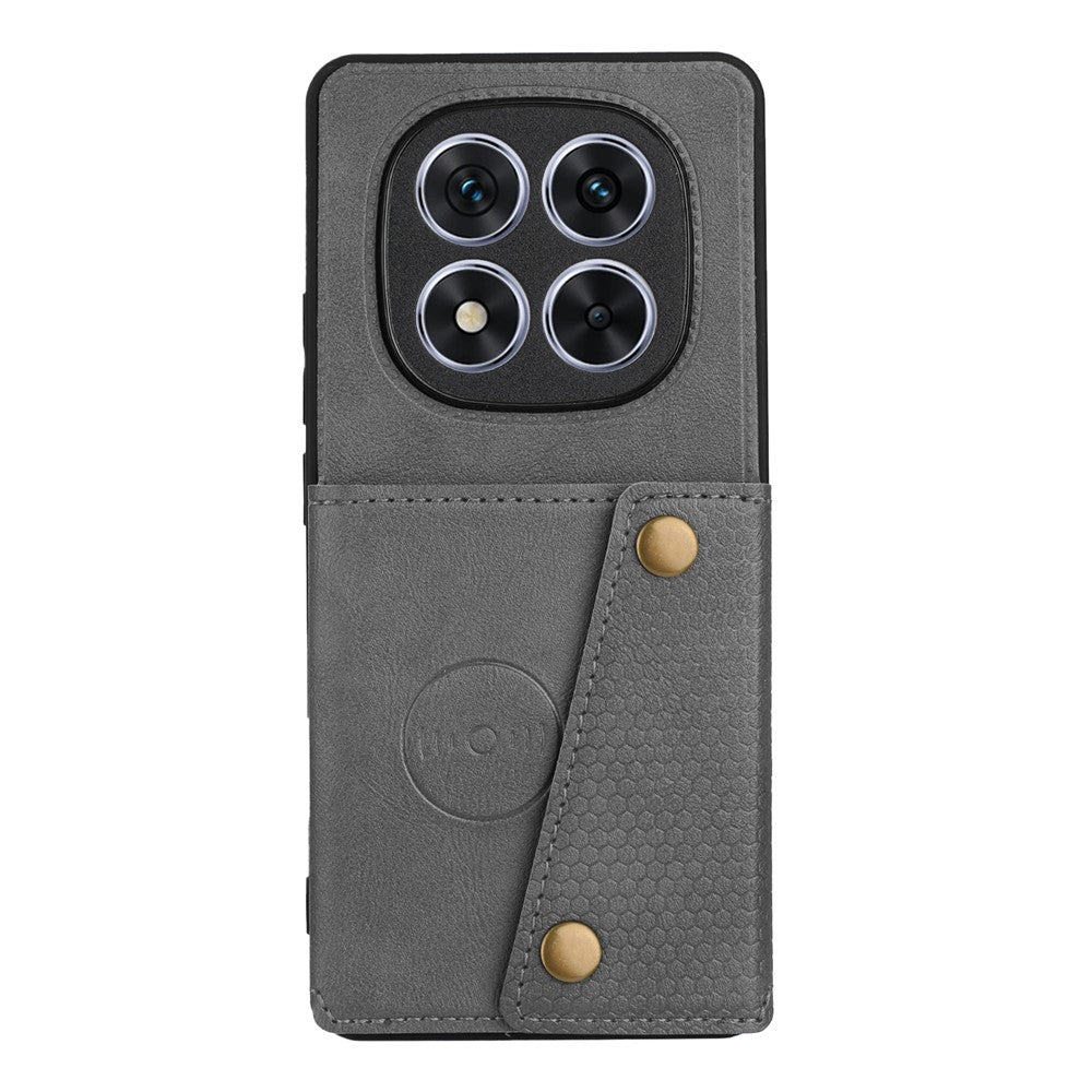 For Xiaomi Poco M8 Pro 5G / Redmi Note 15 Pro+ 5G (Global) Case with Card Slots Kickstand Leather + TPU Phone Cover - Grey