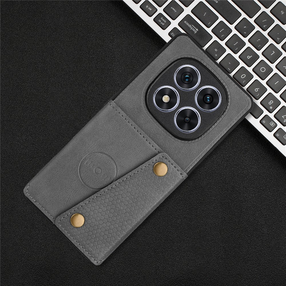 For Xiaomi Poco M8 Pro 5G / Redmi Note 15 Pro+ 5G (Global) Case with Card Slots Kickstand Leather + TPU Phone Cover - Grey