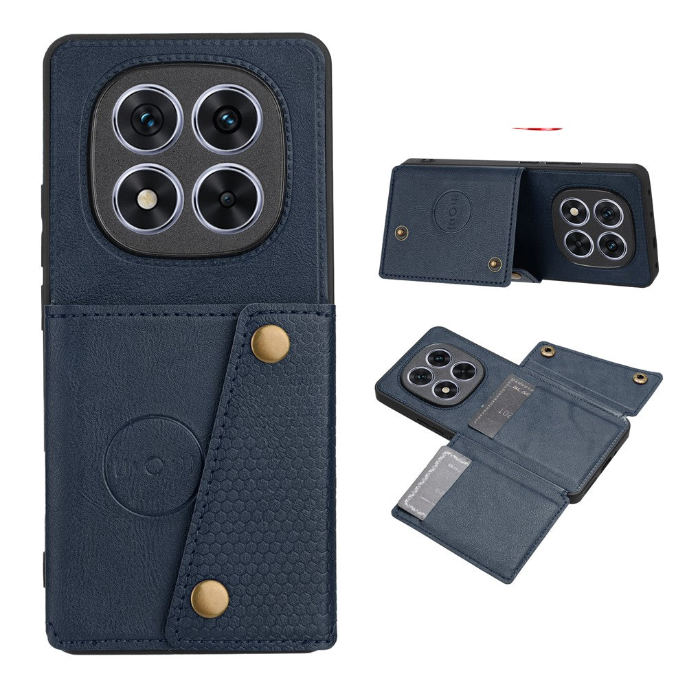 For Xiaomi Poco M8 Pro 5G / Redmi Note 15 Pro+ 5G (Global) Case with Card Slots Kickstand Leather + TPU Phone Cover - Blue