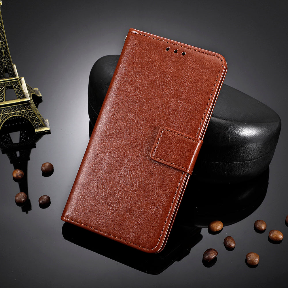 For Xiaomi Poco M8 Pro 5G / Redmi Note 15 Pro+ 5G (Global) PU Leather Case with Strap Crazy Horse Texture Phone Wallet Cover - Brown