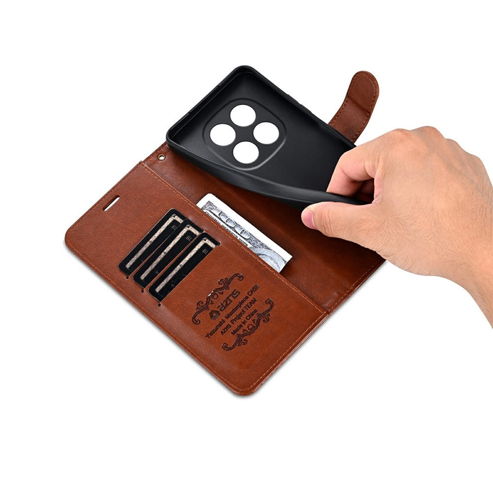 AZNS For Xiaomi Redmi Note 15 Pro 5G (Global) Case Anti-Scratch PU Leather Stand Wallet Phone Cover - Brown