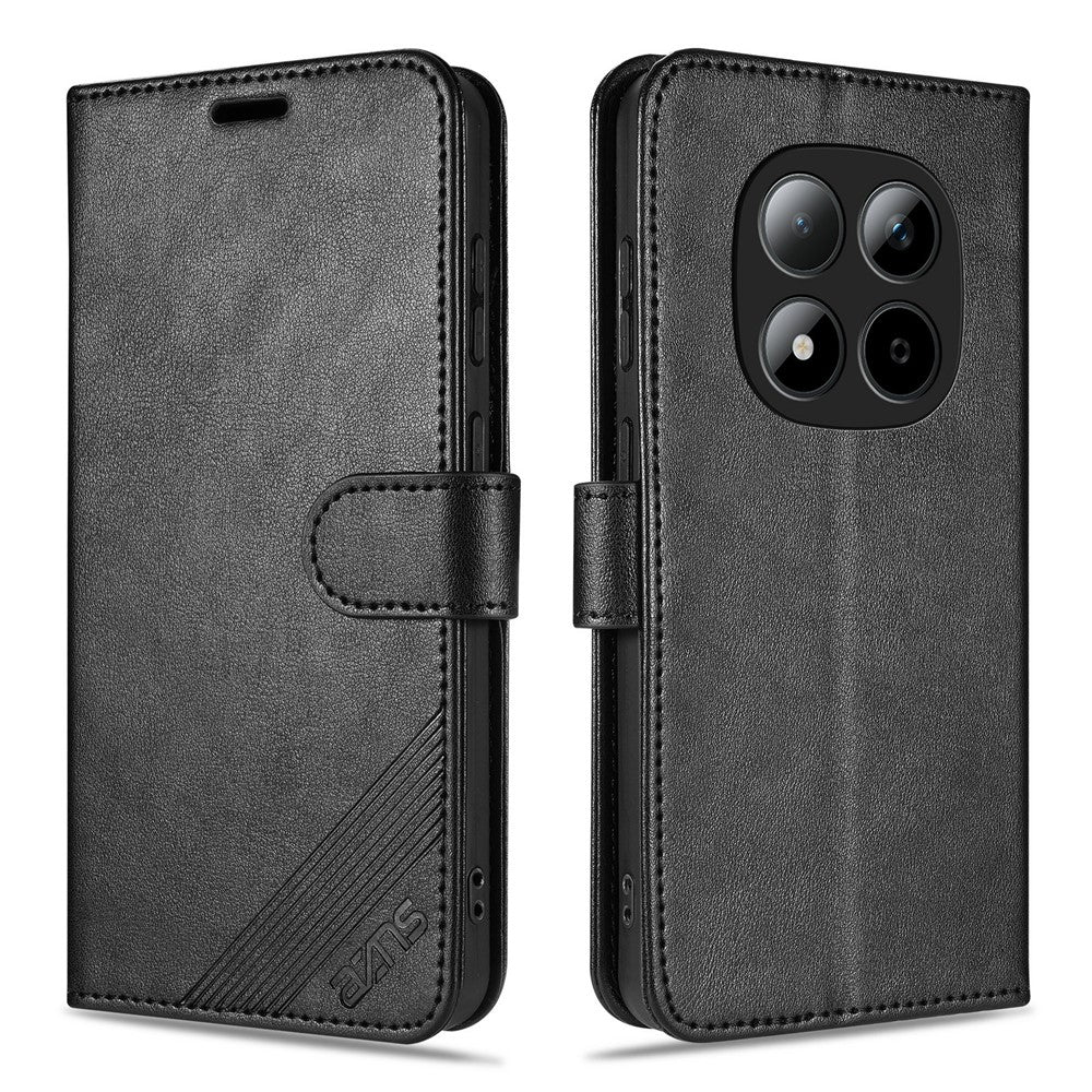 AZNS For Xiaomi Redmi Note 15 Pro 5G (Global) Case Anti-Scratch PU Leather Stand Wallet Phone Cover - Black