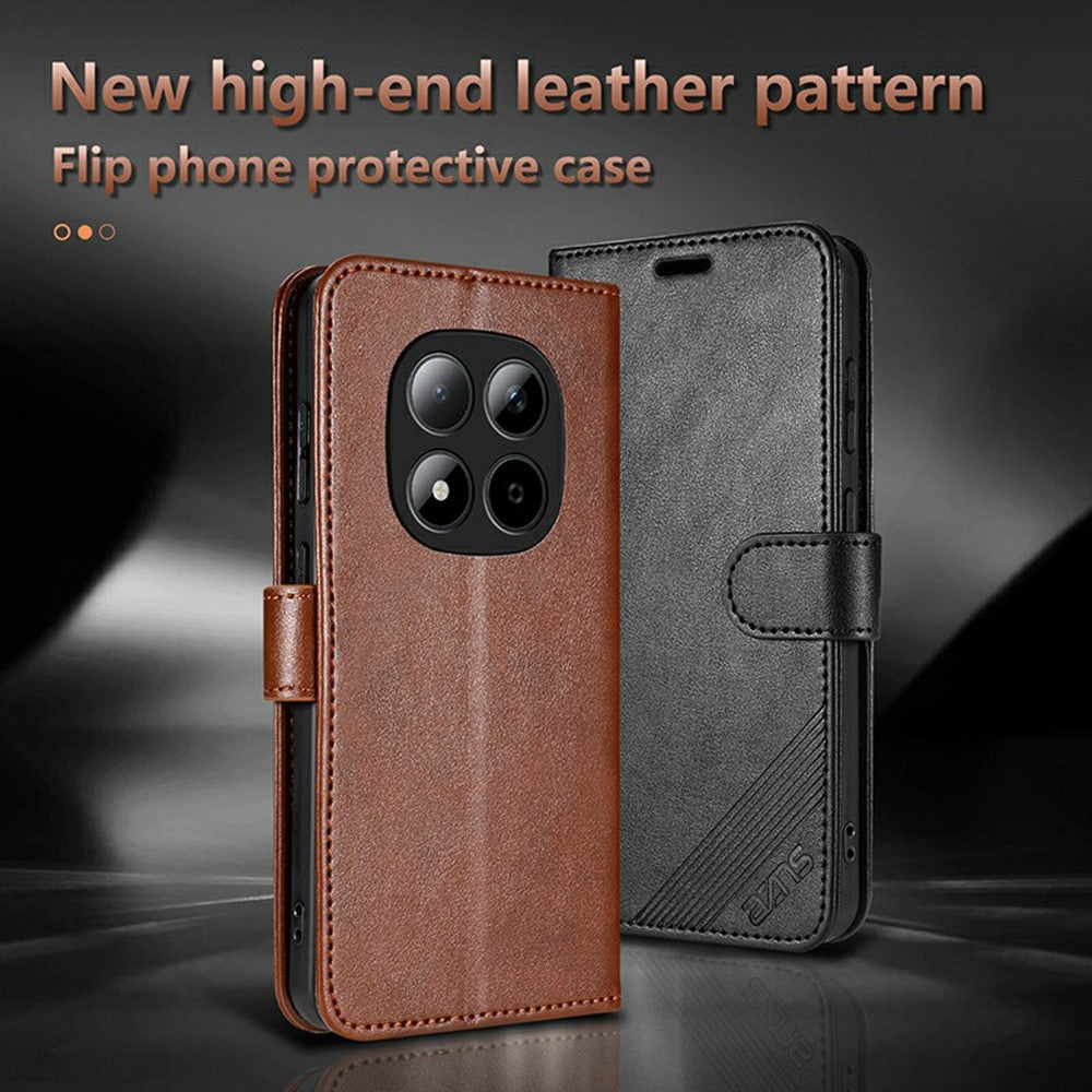 AZNS For Xiaomi Redmi Note 15 Pro 5G (Global) Case Anti-Scratch PU Leather Stand Wallet Phone Cover - Black