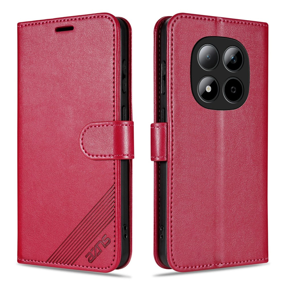 AZNS For Xiaomi Redmi Note 15 Pro 5G (Global) Case Anti-Scratch PU Leather Stand Wallet Phone Cover - Red