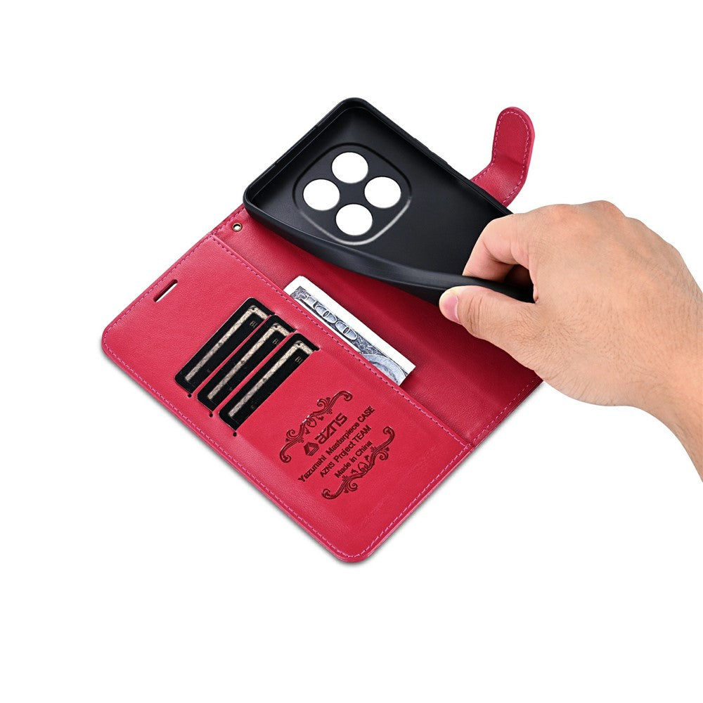 AZNS For Xiaomi Redmi Note 15 Pro 5G (Global) Case Anti-Scratch PU Leather Stand Wallet Phone Cover - Red