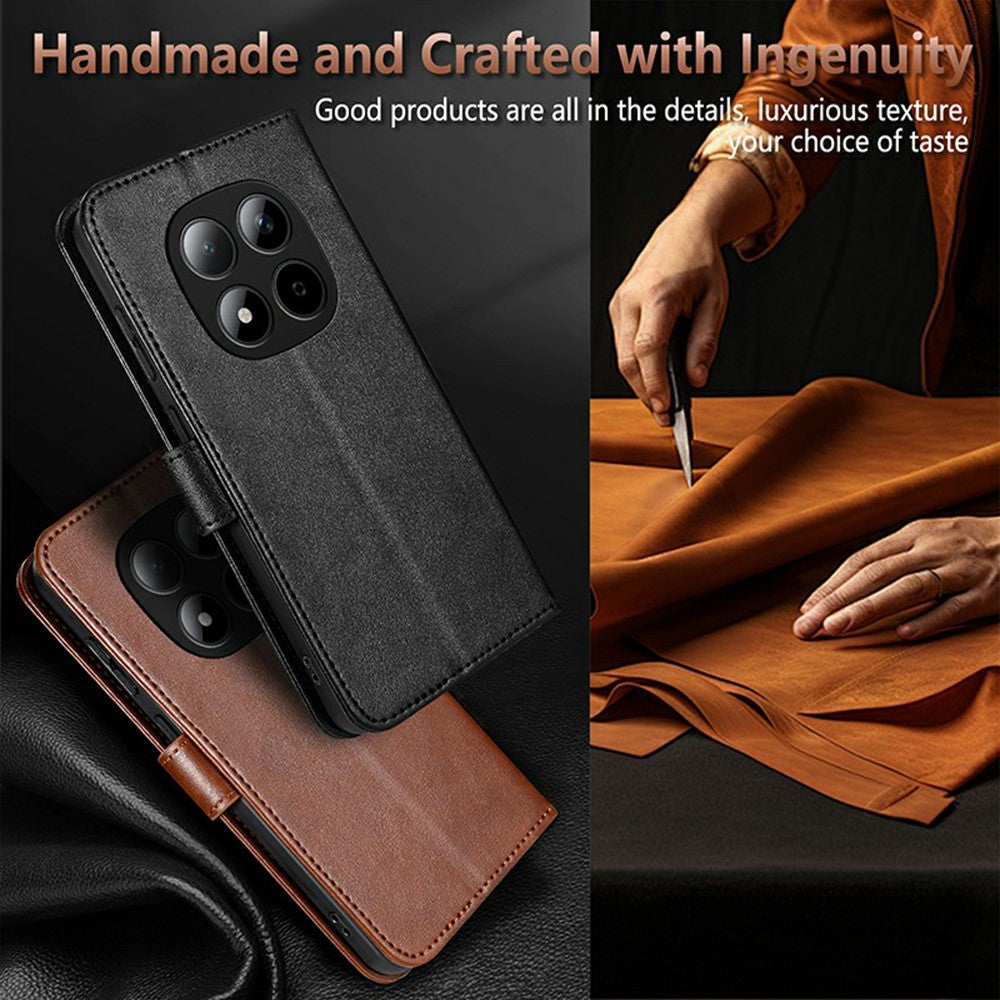 AZNS For Xiaomi Redmi Note 15 Pro 5G (Global) Case Anti-Scratch PU Leather Stand Wallet Phone Cover - Red
