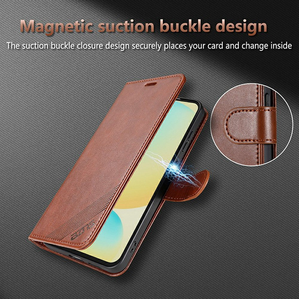 AZNS For Xiaomi Redmi Note 15 Pro 5G (Global) Case Anti-Scratch PU Leather Stand Wallet Phone Cover - Red