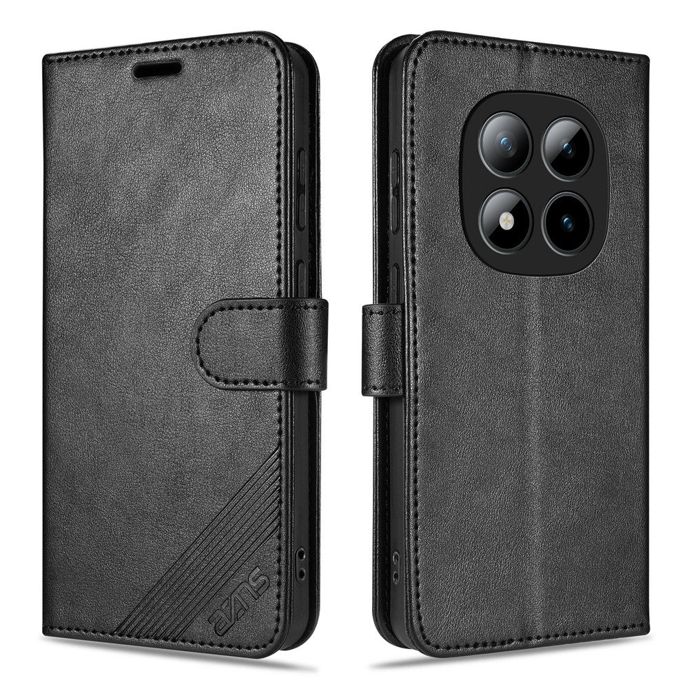 AZNS For Xiaomi Poco M8 Pro 5G / Redmi Note 15 Pro+ 5G (Global) Case Anti-Scratch PU Leather Stand Wallet Phone Cover - Black