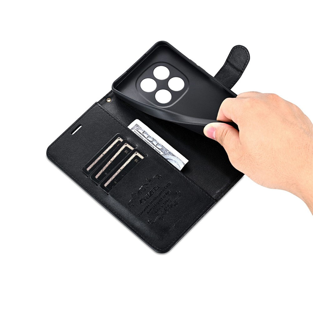AZNS For Xiaomi Poco M8 Pro 5G / Redmi Note 15 Pro+ 5G (Global) Case Anti-Scratch PU Leather Stand Wallet Phone Cover - Black