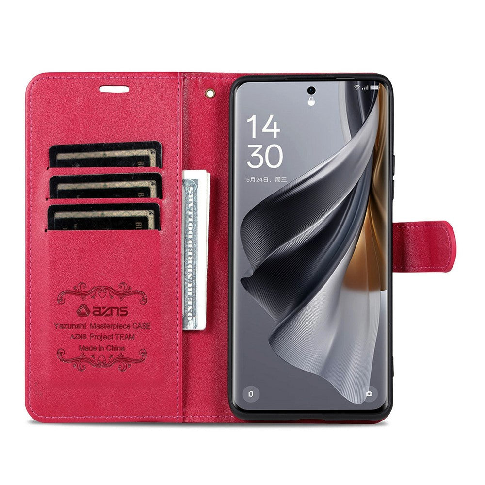 AZNS For Xiaomi Poco M8 Pro 5G / Redmi Note 15 Pro+ 5G (Global) Case Anti-Scratch PU Leather Stand Wallet Phone Cover - Red