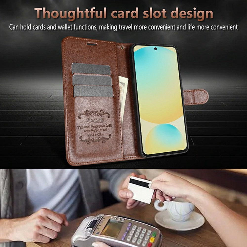AZNS For Xiaomi Poco M8 Pro 5G / Redmi Note 15 Pro+ 5G (Global) Case Anti-Scratch PU Leather Stand Wallet Phone Cover - Red