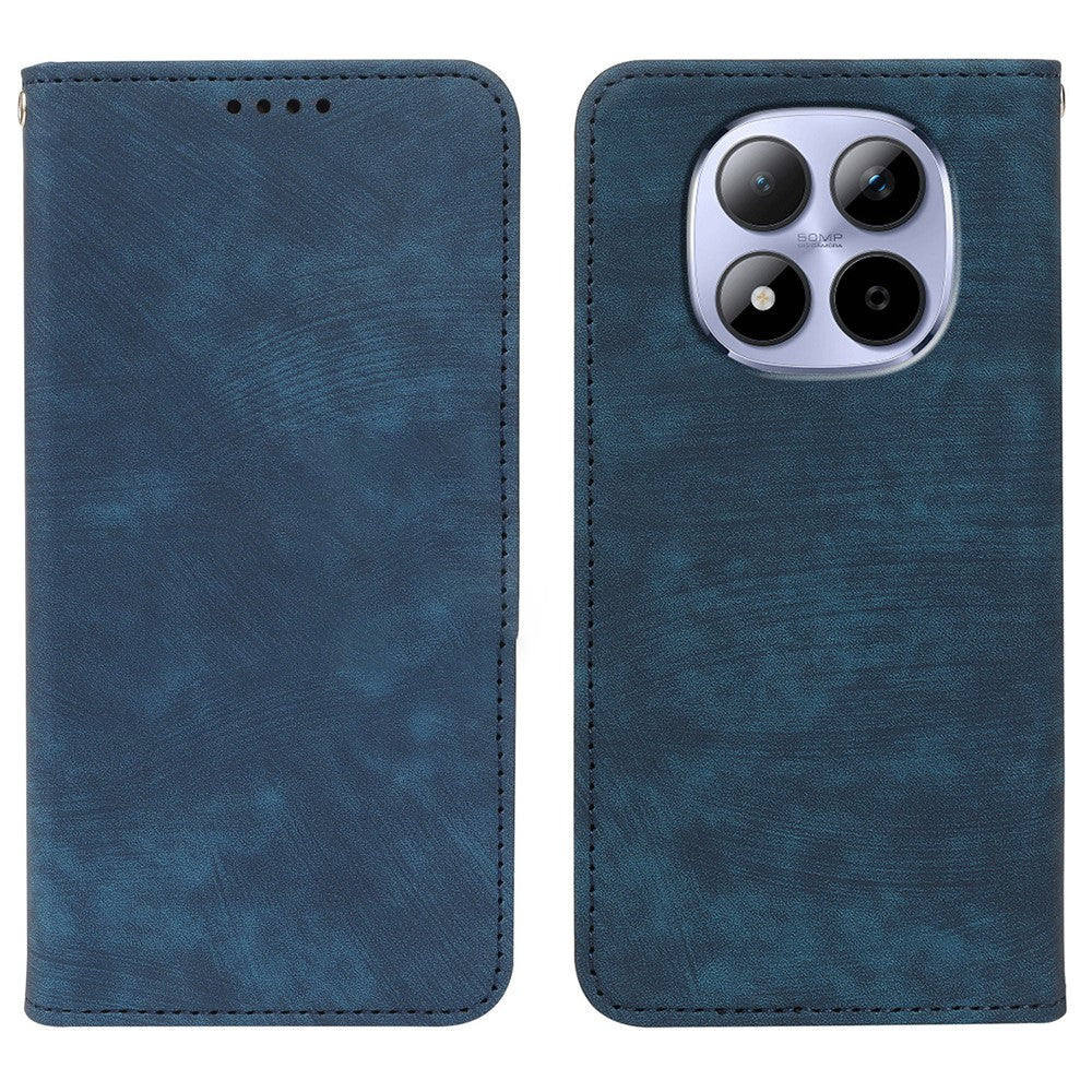 For Xiaomi Redmi Note 15 Pro 5G (Global) Case Strong Magnetic Leather Wallet Phone Cover with Striped Texture - Blue