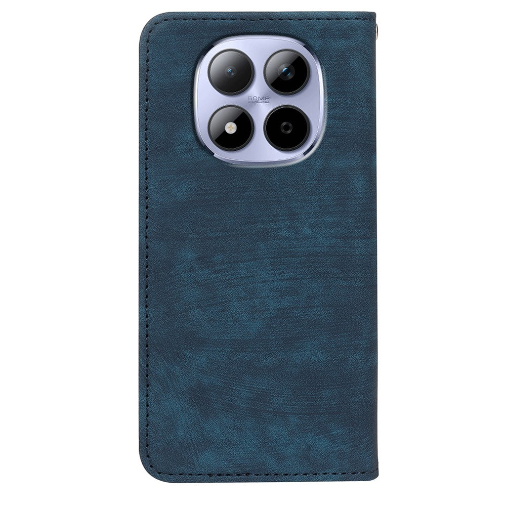 For Xiaomi Redmi Note 15 Pro 5G (Global) Case Strong Magnetic Leather Wallet Phone Cover with Striped Texture - Blue