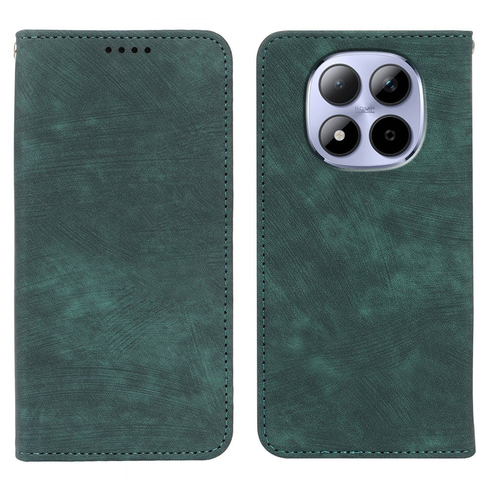 For Xiaomi Redmi Note 15 Pro 5G (Global) Case Strong Magnetic Leather Wallet Phone Cover with Striped Texture - Green