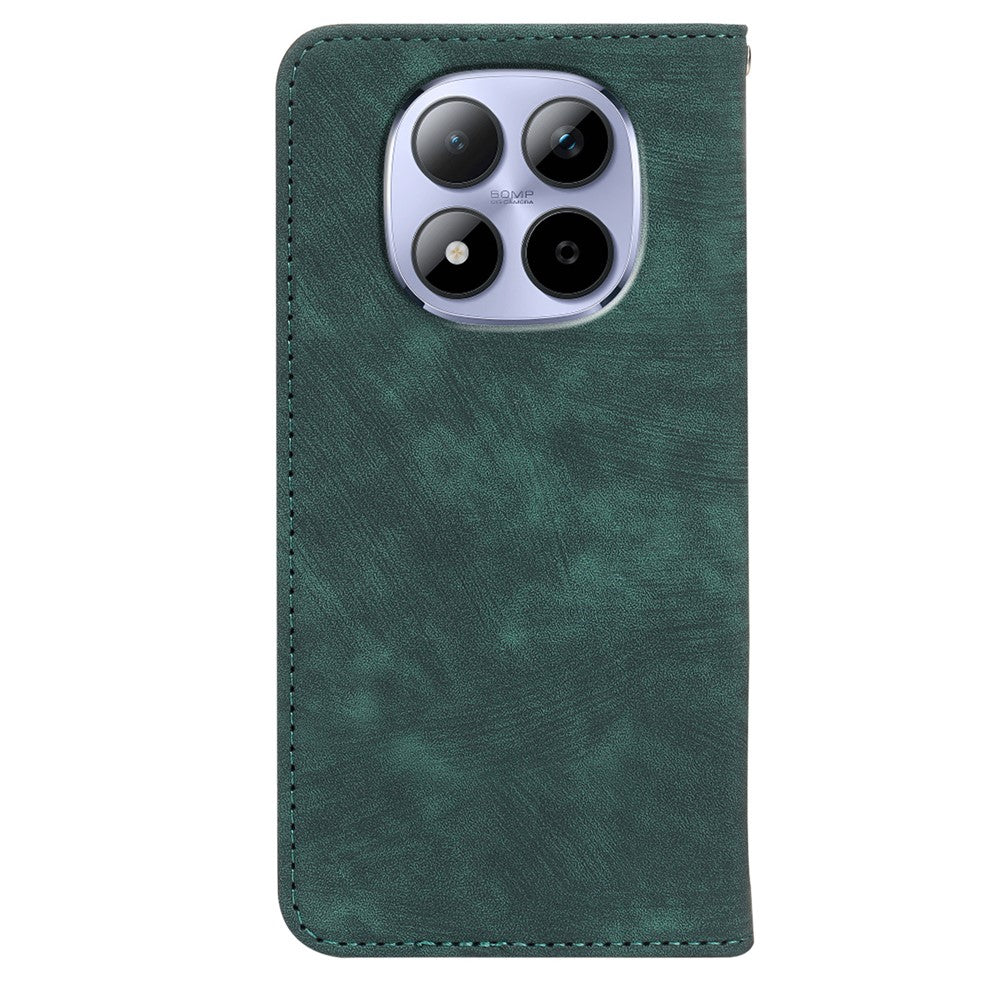 For Xiaomi Redmi Note 15 Pro 5G (Global) Case Strong Magnetic Leather Wallet Phone Cover with Striped Texture - Green