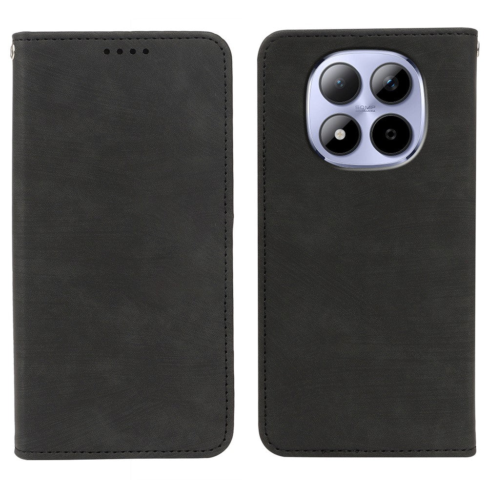For Xiaomi Redmi Note 15 Pro 5G (Global) Case Strong Magnetic Leather Wallet Phone Cover with Striped Texture - Black