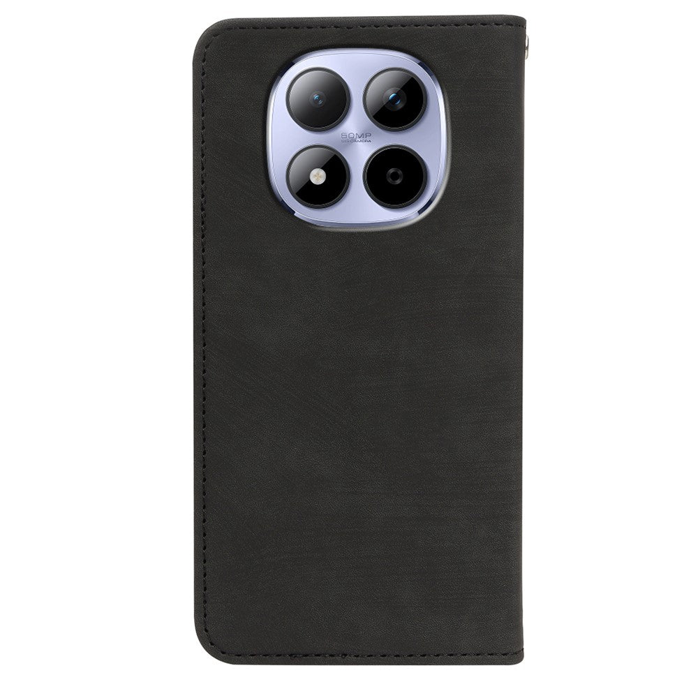 For Xiaomi Redmi Note 15 Pro 5G (Global) Case Strong Magnetic Leather Wallet Phone Cover with Striped Texture - Black