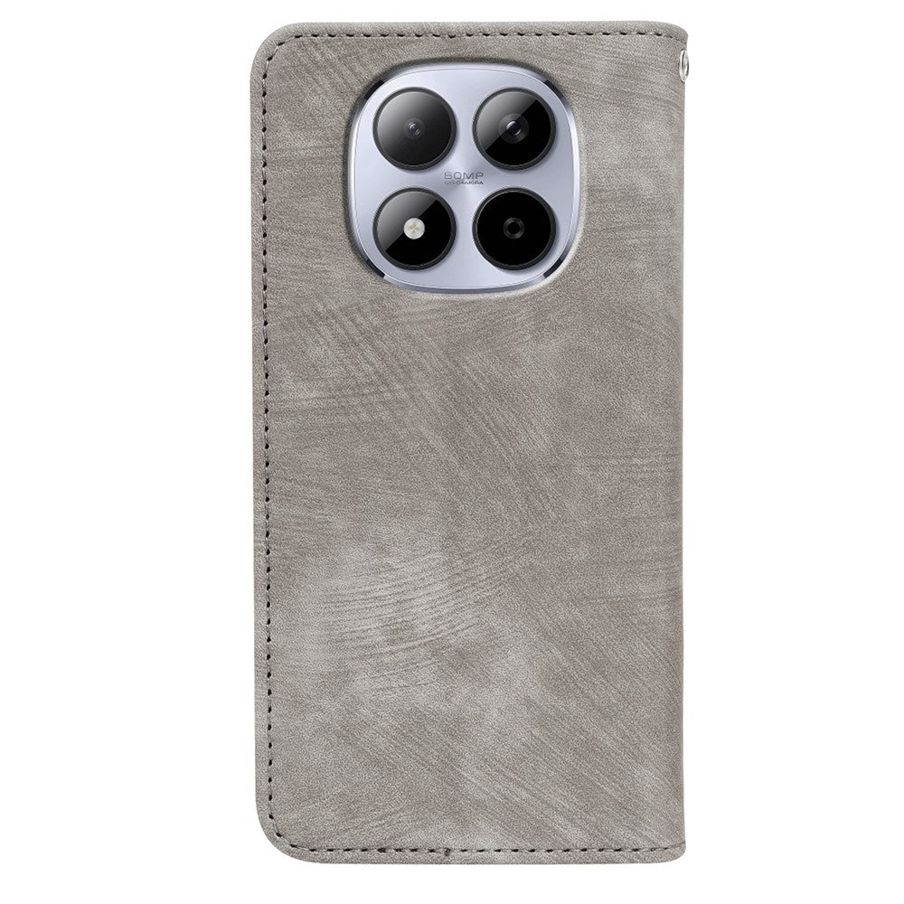 For Xiaomi Redmi Note 15 Pro 5G (Global) Case Strong Magnetic Leather Wallet Phone Cover with Striped Texture - Grey