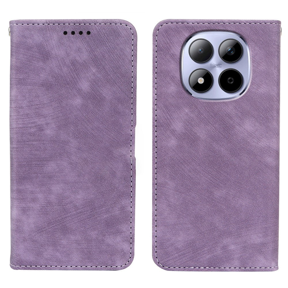 For Xiaomi Redmi Note 15 Pro 5G (Global) Case Strong Magnetic Leather Wallet Phone Cover with Striped Texture - Purple